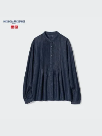 Kortærmet denim-Shorts-skjorte for damer