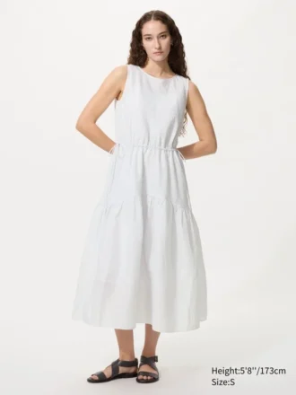 Lagdelt kjol i linblanding for damer | Stripe