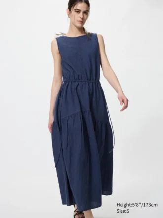 Lagdelt kjol i linblanding for damer | Stripe