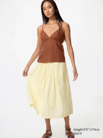 Lang skjørt i linblanding for kvinner