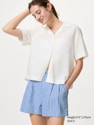 Linen-bomullsshorts for kvinner | Stripet