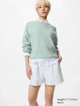 Linen-bomullsshorts for kvinner | Stripet