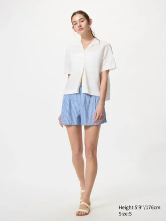 Linen-bomullsshorts for kvinner | Stripet