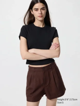 Linen- og bomullsshorts for kvinner