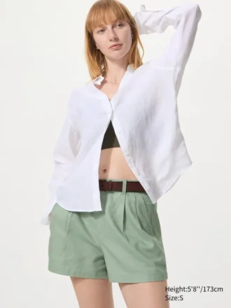 Linen- og bomullsshorts for kvinner