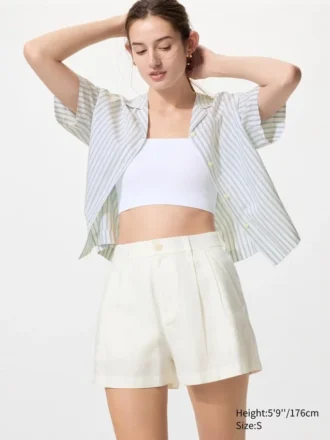 Linen- og bomullsshorts for kvinner