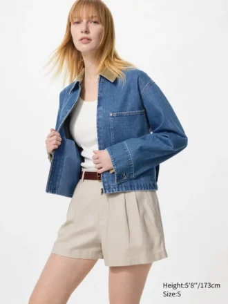 Linen- og bomullsshorts for kvinner