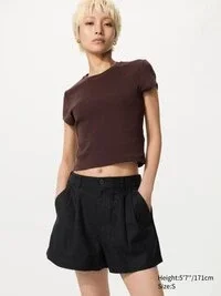Linen- og bomullsshorts for kvinner