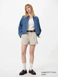 Linen- og bomullsshorts for kvinner