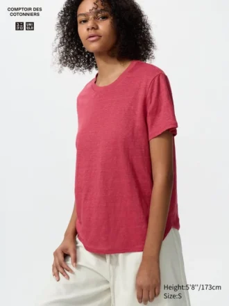 Linen-T-skjorte for kvinner