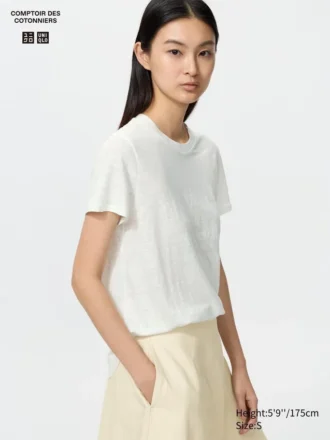 Linen-T-skjorte for kvinner
