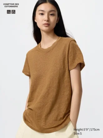 Linen-T-skjorte for kvinner