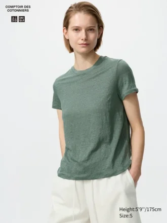 Linen-T-skjorte for kvinner