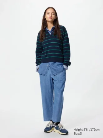 Løse ankelbukser i bomull for damer | Denim