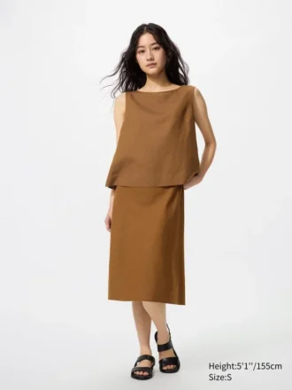 Midi-skjørt i linblanding for damer | Shorts