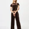 Myk velour-minit-T-skjorte for kvinner