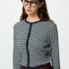 Myk ribbestrikket cardigan for damer | Stripet
