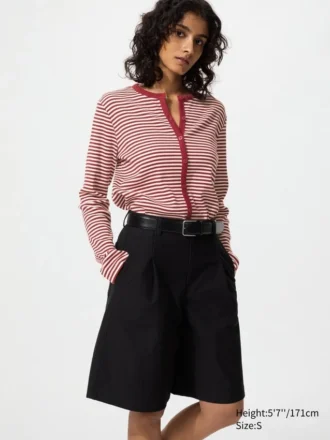 Myk ribbestrikket cardigan for damer | Stripet