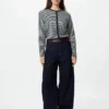 Myk ribbestrikket cardigan for damer | Stripet