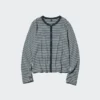 Myk ribbestrikket cardigan for damer | Stripet