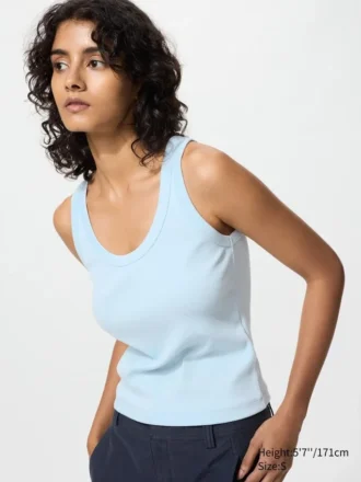 Myk ribbet tank-top for damer