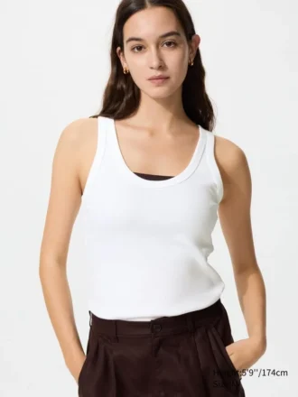 Myk ribbet tank-top for damer
