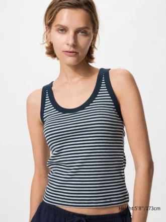 Myk ribbet tank-top for kvinner | Stripet
