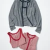 Myk ribbestrikket cardigan for damer | Stripet