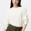 Myk strikket fleece-T-skjorte for kvinner | Langermede trøyer