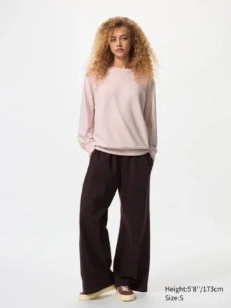 Myk strikket fleece-T-skjorte for kvinner | Langermede trøyer