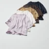 Oversized kort bluse i sateng for damer | Halve ermer