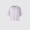 Oversized kort bluse i sateng for damer | Halve ermer