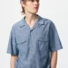 Oversized skjorte i chambray for menn