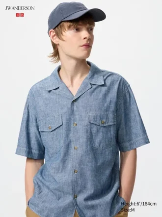 Oversized skjorte i chambray for menn