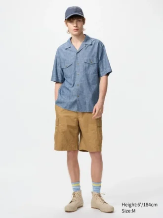 Oversized skjorte i chambray for menn