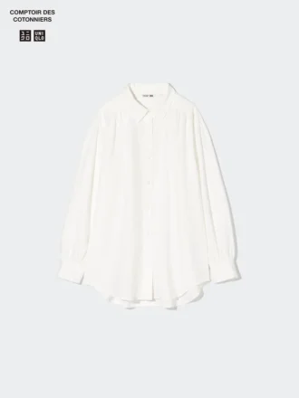 Oversized skjorte i linblanding for kvinner