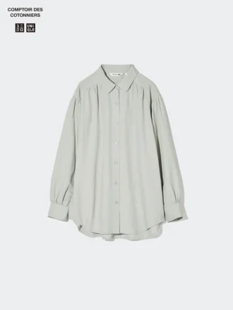 Oversized skjorte i linblanding for kvinner