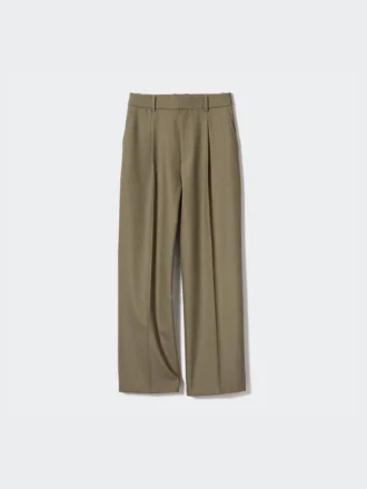 Pleated wide bukser for kvinner