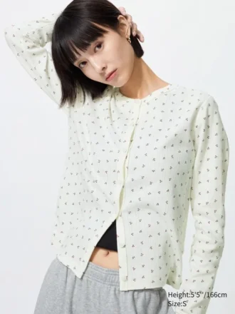 Pointelle-cardigan for damer | Trykt