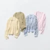 V-halset cardigan i glatt bomull for damer