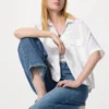 Premium Linen-skipper-skjorte for kvinner | Kort erme