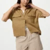 Premium Linen-skipper-skjorte for kvinner | Kort erme