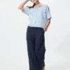 Premium Linen-skipper-skjorte for kvinner | Kort erme