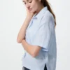 Premium Linen-skipper-skjorte for kvinner | Kort erme
