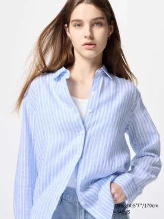 Premium Linen-skjorte for kvinner | Stripet