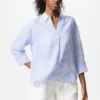 Premium Linen-skjorte med skipperkrage for kvinner | Stripet