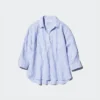 Premium Linen-skjorte med skipperkrage for kvinner | Stripet