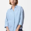 Premium Linen-skjorte med skipperkrage og 3/4-ermer for kvinner | Stripet