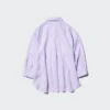 Premium Linen-skjorte med skipperkrage og 3/4-ermer for kvinner | Stripet