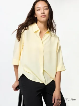 Rayonbluse med skipperkrage for damer | 3/4-ermer